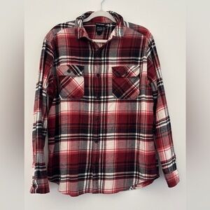 Burton Flannel Button Down Red White Black Plaid Layering Grunge Gorpcore Men M